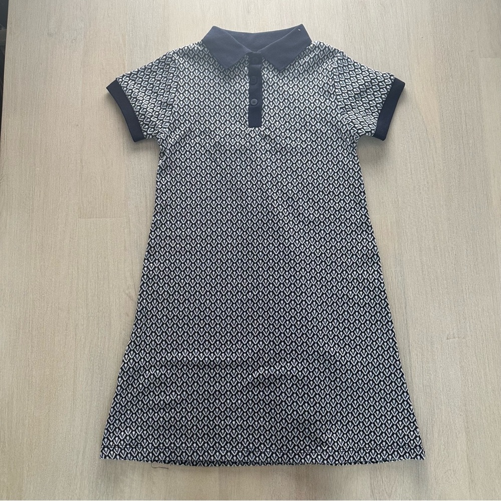 Zara Navy and White Geometric Polo Dress